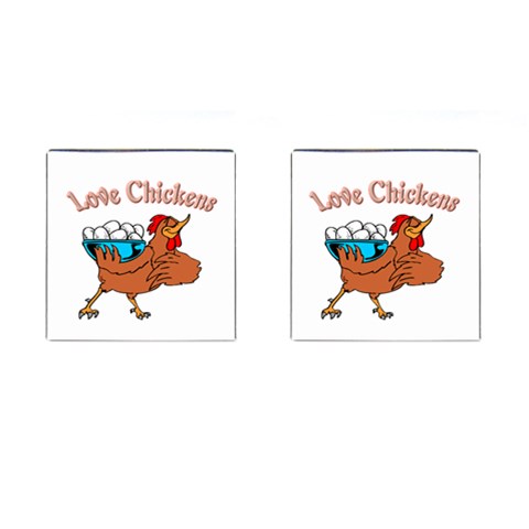 Love chickens Cufflinks (Square) from ArtsNow.com Front(Pair)