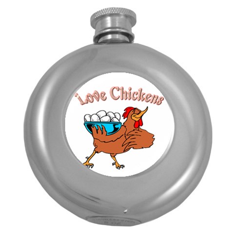 Love chickens Hip Flask (5 oz) from ArtsNow.com Front