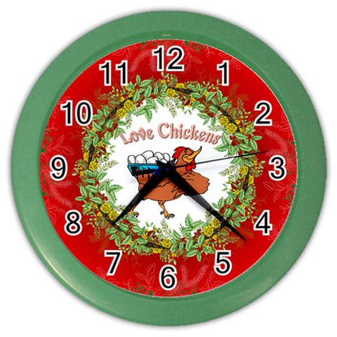 Love chickens Color Wall Clock from ArtsNow.com Front