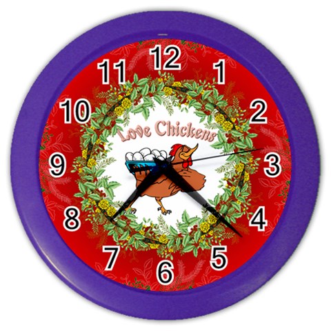 Love chickens Color Wall Clock from ArtsNow.com Front