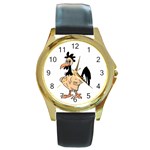 Rooster Round Gold Metal Watch