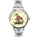 Drinking giraffe Round Italian Charm Watch