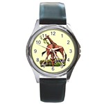 Drinking giraffe Round Metal Watch