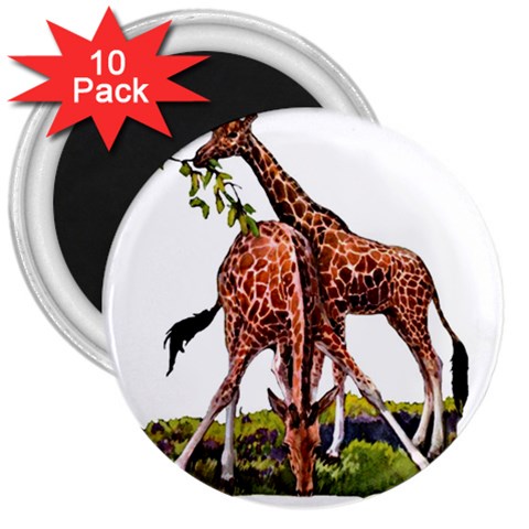 Drinking giraffe 3  Magnet (10 pack) from ArtsNow.com Front