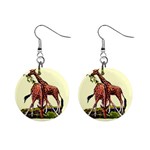 Drinking giraffe 1  Button Earrings