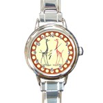 Cute giraffes Round Italian Charm Watch