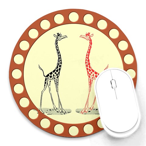 Cute giraffes Round Mousepad from ArtsNow.com Front