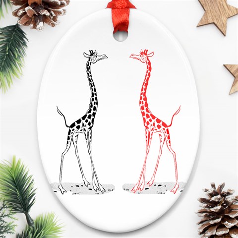 Cute giraffes Ornament (Oval) from ArtsNow.com Front