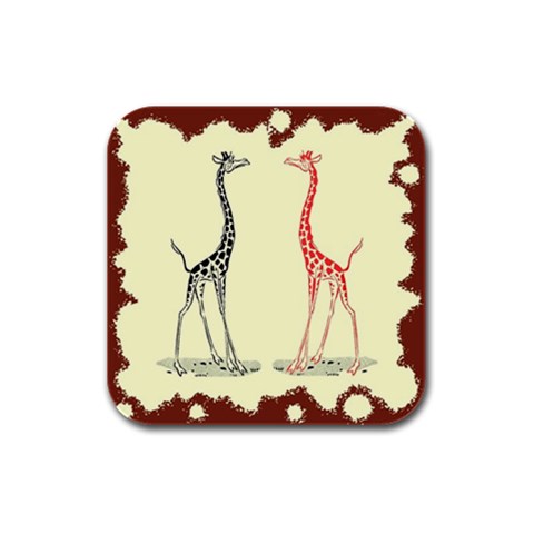 Cute giraffes Rubber Square Coaster (4 pack) from ArtsNow.com Front