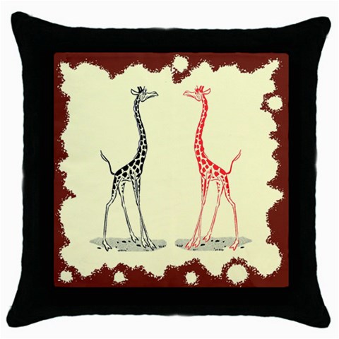 Cute giraffes Throw Pillow Case (Black) from ArtsNow.com Front