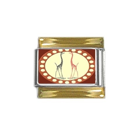 Cute giraffes Gold Trim Italian Charm (9mm) from ArtsNow.com Front