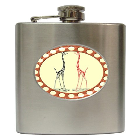 Cute giraffes Hip Flask (6 oz) from ArtsNow.com Front