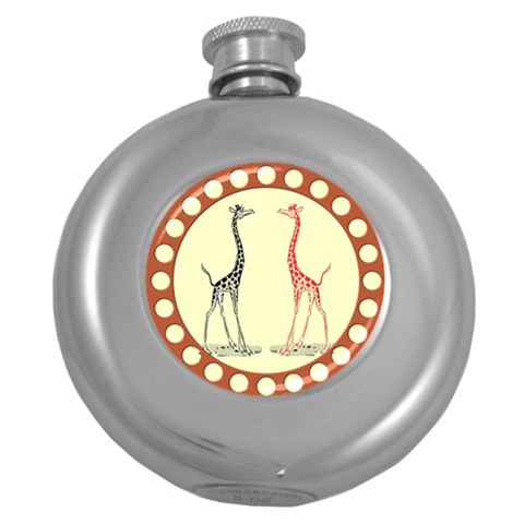 Cute giraffes Hip Flask (5 oz) from ArtsNow.com Front