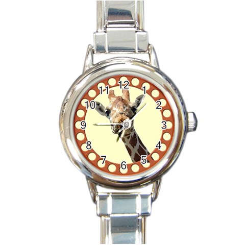 Giraffe Round Italian Charm Watch from ArtsNow.com Front