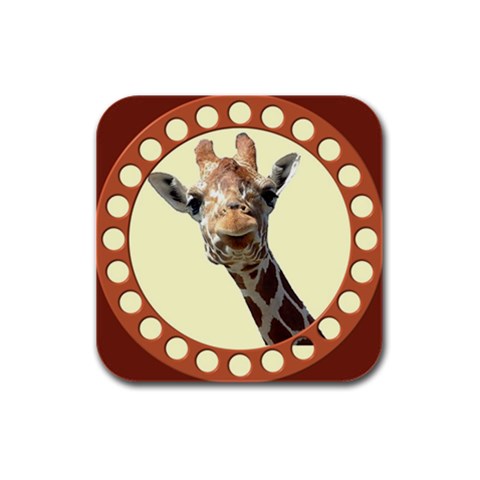 Giraffe Rubber Square Coaster (4 pack) from ArtsNow.com Front