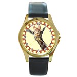 Giraffe Round Gold Metal Watch