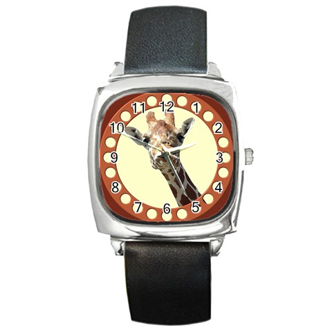 Giraffe Square Metal Watch from ArtsNow.com Front