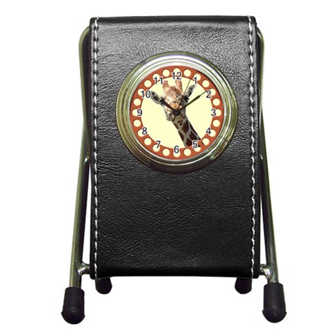 Giraffe Pen Holder Desk Clock from ArtsNow.com Front