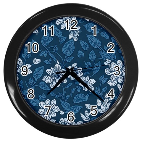Pattern Flower Nature Wall Clock (Black) from ArtsNow.com Front