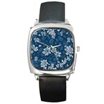 Pattern Flower Nature Square Metal Watch