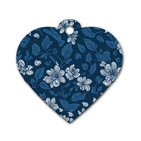 Pattern Flower Nature Dog Tag Heart (Two Sides) from ArtsNow.com Front