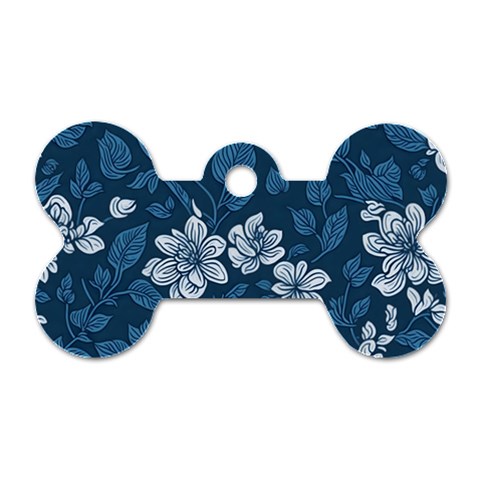 Pattern Flower Nature Dog Tag Bone (Two Sides) from ArtsNow.com Front