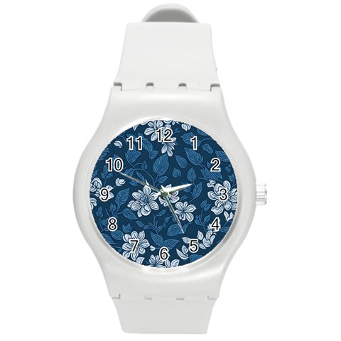 Pattern Flower Nature Round Plastic Sport Watch (M) from ArtsNow.com Front