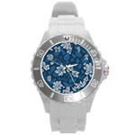 Pattern Flower Nature Round Plastic Sport Watch (L)