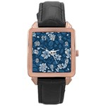 Pattern Flower Nature Rose Gold Leather Watch 