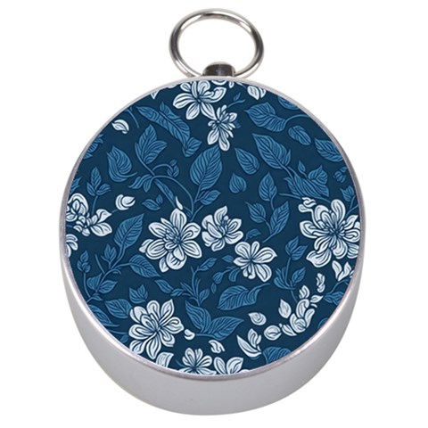 Pattern Flower Nature Silver Compasses from ArtsNow.com Front
