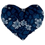 Pattern Flower Nature Large 19  Premium Flano Heart Shape Cushions