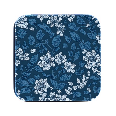 Pattern Flower Nature Square Metal Box (Black) from ArtsNow.com Front