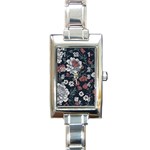 Flower Pattern Rectangle Italian Charm Watch
