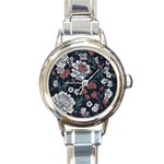 Flower Pattern Round Italian Charm Watch