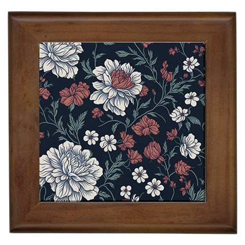 Flower Pattern Framed Tile from ArtsNow.com Front