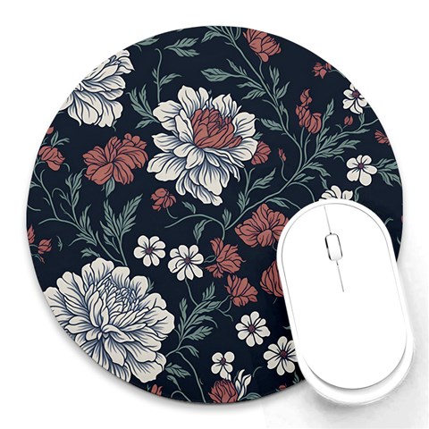 Flower Pattern Round Mousepad from ArtsNow.com Front