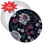 Flower Pattern 3  Buttons (10 pack) 