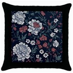 Flower Pattern Throw Pillow Case (Black)