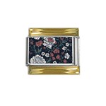Flower Pattern Gold Trim Italian Charm (9mm)