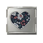 Flower Pattern Mega Link Heart Italian Charm (18mm)