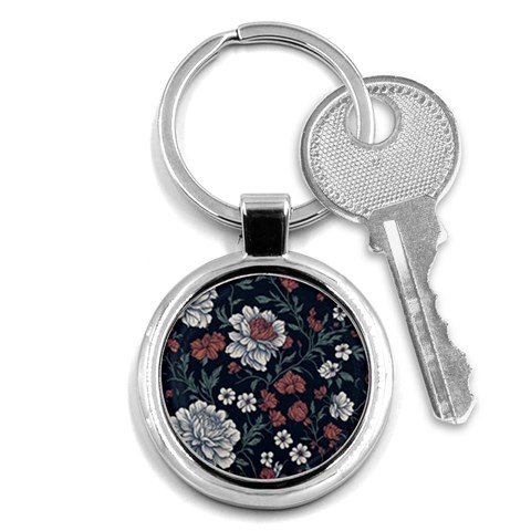 Flower Pattern Key Chain (Round) from ArtsNow.com Front