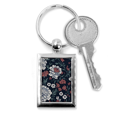 Flower Pattern Key Chain (Rectangle) from ArtsNow.com Front