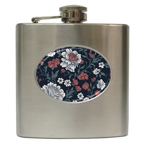 Flower Pattern Hip Flask (6 oz) from ArtsNow.com Front