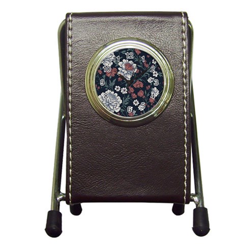 Flower Pattern Pen Holder Desk Clock from ArtsNow.com Front