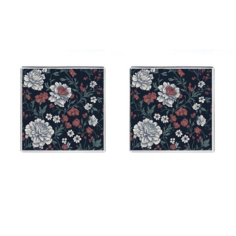 Flower Pattern Cufflinks (Square) from ArtsNow.com Front(Pair)
