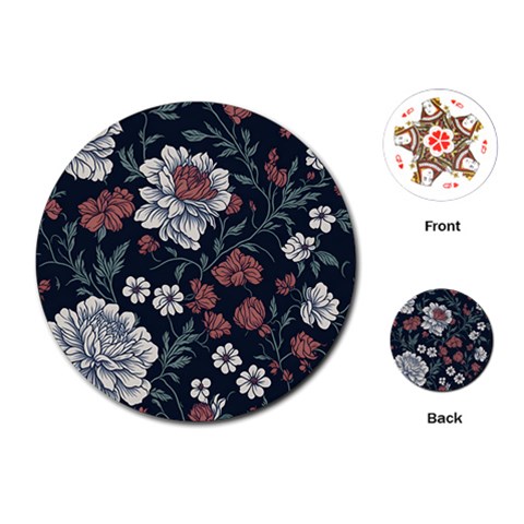 Flower Pattern Playing Cards Single Design (Round) from ArtsNow.com Front