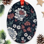 Flower Pattern Oval Ornament (Two Sides)