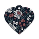 Flower Pattern Dog Tag Heart (Two Sides)