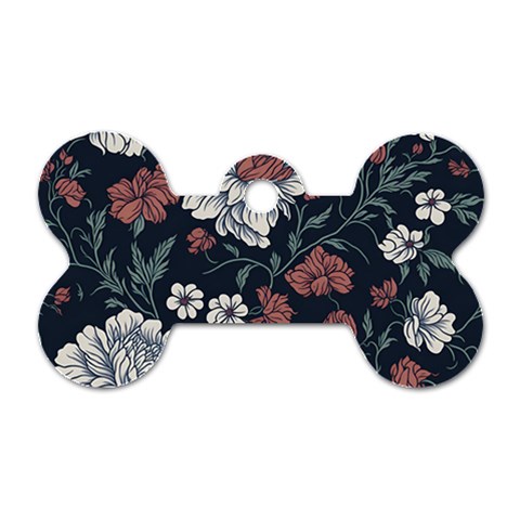 Flower Pattern Dog Tag Bone (One Side) from ArtsNow.com Front