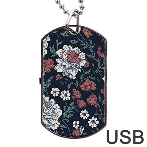 Flower Pattern Dog Tag USB Flash (Two Sides) from ArtsNow.com Front